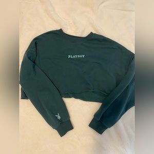 PLAYBOY X PACSUN GREEN CROP SWEATER